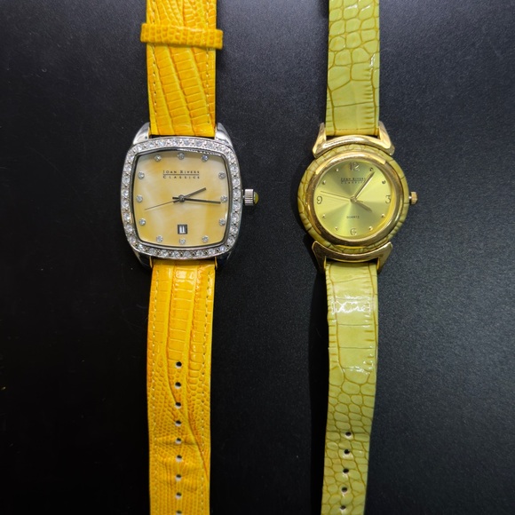 JOAN RIVERS COLLECTIBLE WATCHES SET OF 2 Yellow Green - Picture 10 of 11